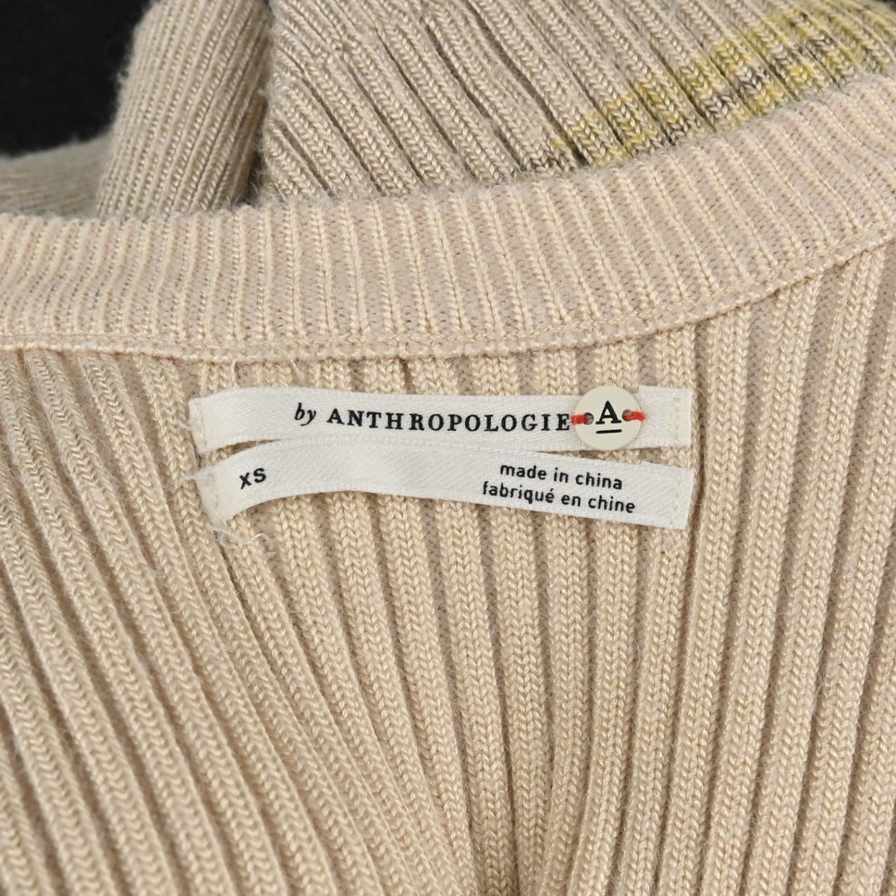 Anthropologie Jo Ribbed Knit Tank Womens Size XS Beige Striped Textured Bohemian - Picture 5 of 12